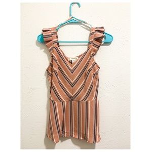 Pink and Blue Ruffled Blouse